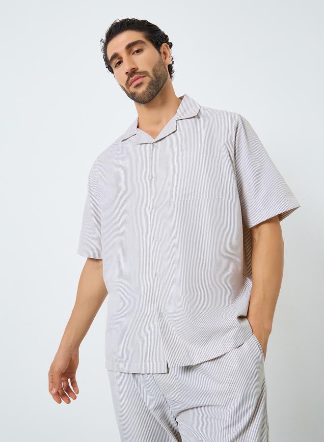 Styli Men Relaxed Fit Striped Shirt and Pyjama Set - Image 2